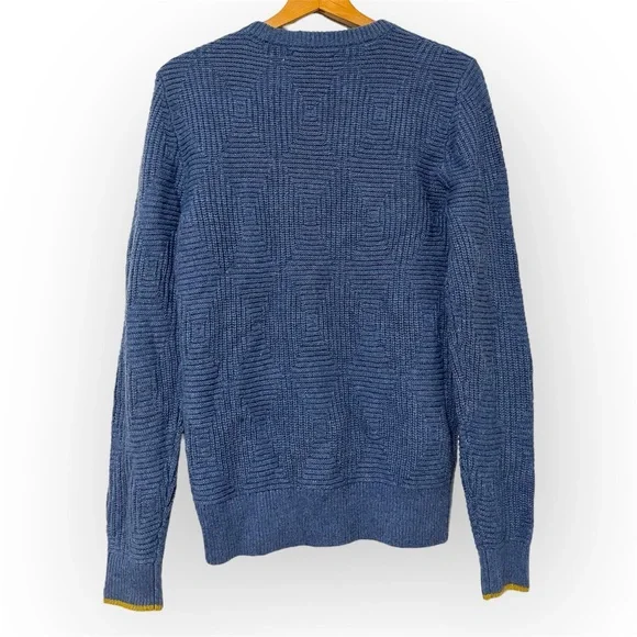 BONOBOS Diamond Stitch Crew Neck Sweater Wool Alpaca Size XS BLUE - Picture 6 of 9